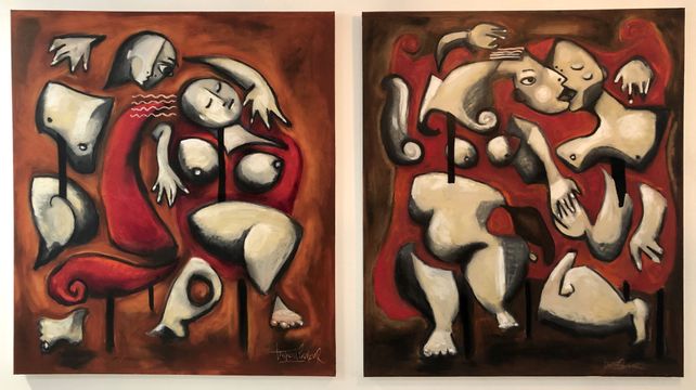 The red couch (Diptych)