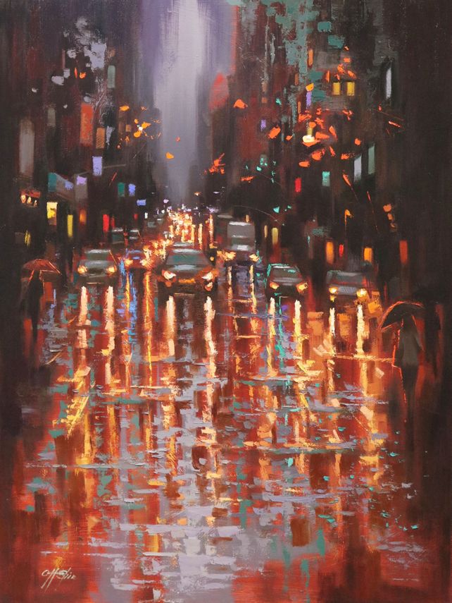 A Rainy Day in New York Painting by Chin h Shin