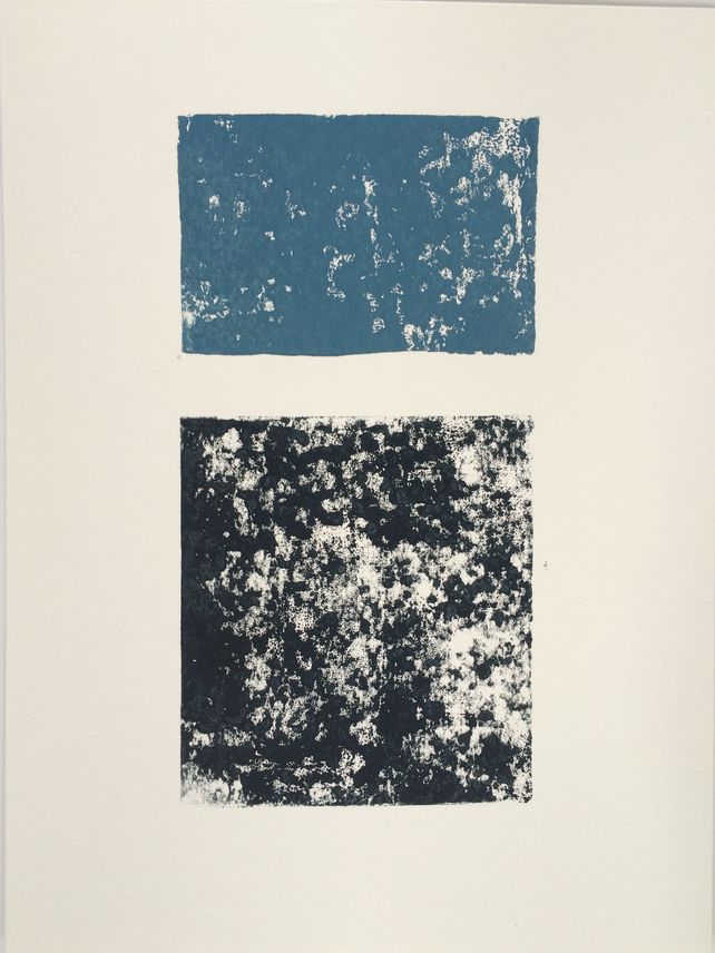 Midnight Blue and Black striking 9x12 block print