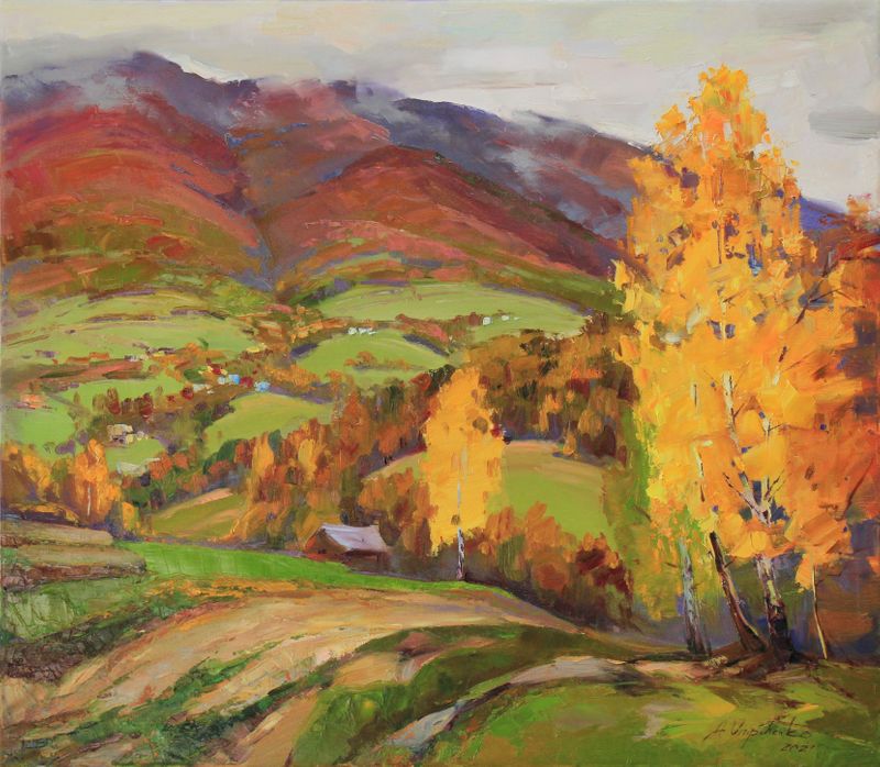 Original oil painting, Ukrainian artist, Landscape, newest Autumn, Original Artwork