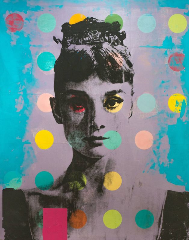 Audrey Hepburn pop art portrait painting, popular culture