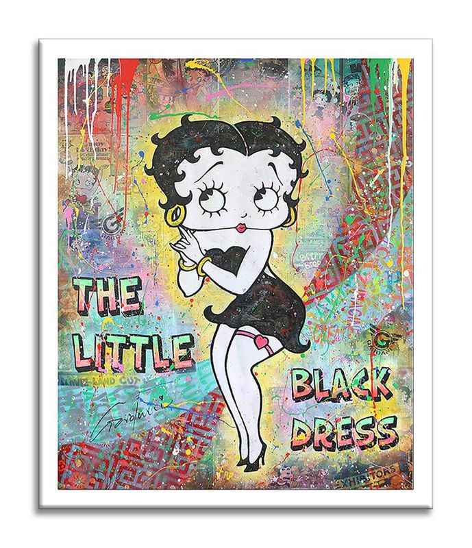 Large, Original, Pop-Art, Painting, Acrylic On Canvas, The Little Black Dress Betty Boop by Zatista
