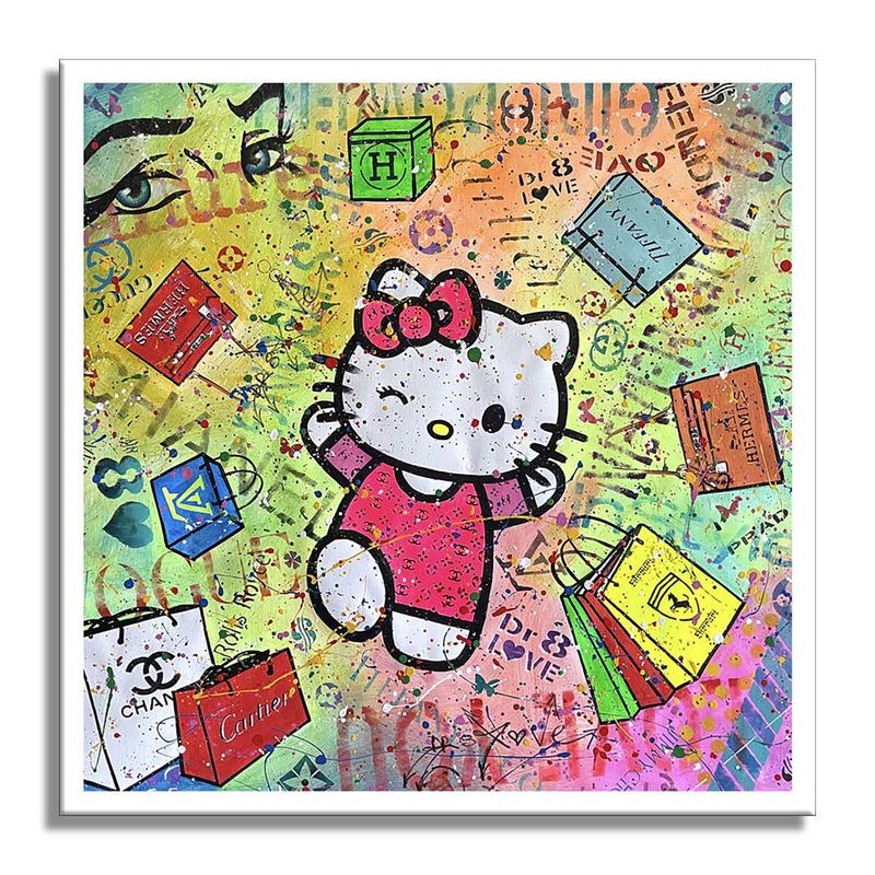 Hello Kitty Surprised Purple Canvas Wall Art