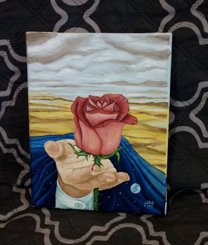 Girl in Nature with Roses - Surrealist Art Print or Original Oil Painting - selling Spiritual Inspirational